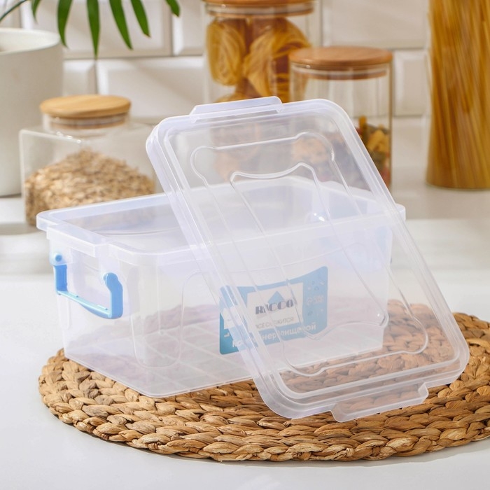 Контейнер пищевой RICCO, 3 л, 28&times;16&times;12 см, прямоугольный, прозрачный