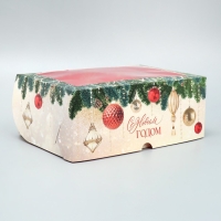 Коробка для капкейков складная с двусторонним нанесением &laquo;С Новым годом&raquo;, 25 х 17 х 10 см, Новый год