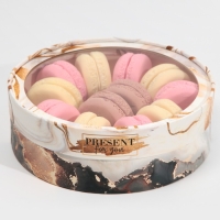 Коробка для макарун, кондитерская упаковка тубус с окном, &laquo;Мрамор&raquo; 20 х 20 х 5 см