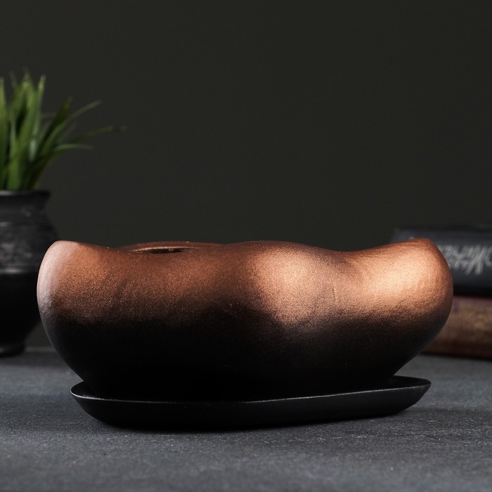 Горшок "Бонсай малый" для кактусов и суккулентов, бронза, 0,6, л/ 17х14х8см