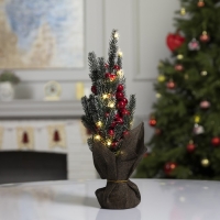 Светодиодная фигура &laquo;Ёлка с ягодами&raquo;, 10 &times; 33 &times; 7 см, пластик, батарейки CR2032х2 (в комплекте), свечение тёплое белое