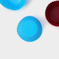 Набор форм для выпечки Доляна &laquo;Риб.Круг&raquo;, силикон, 7&times;3,3 см, 6 шт, цвет МИКС