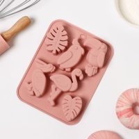 Форма для выпечки Доляна &laquo;Тропики&raquo;, силикон, 18&times;14&times;2,5 см, цвет розовый