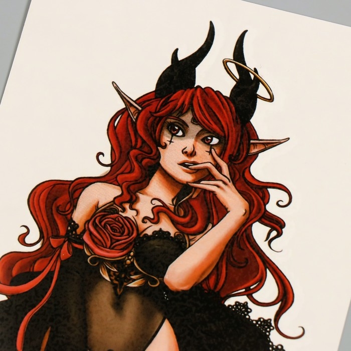 Татуировка на тело цветная "Чертовка" 26,1х14,6 см