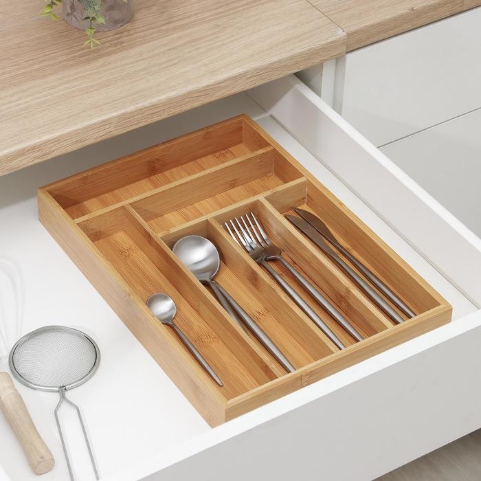 Лоток для столовых приборов Доляна &laquo;Бамбуковый лес&raquo;, 37&times;26&times;4 см, 6 ячеек