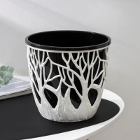 Кашпо для цветов со вставкой &laquo;Форест&raquo;, 3 л, цвет бело-чёрный