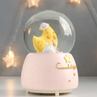 Сувенир полистоун водяной шар свет, музыка "Пёсик спит у месяца" 13х8х8 см
