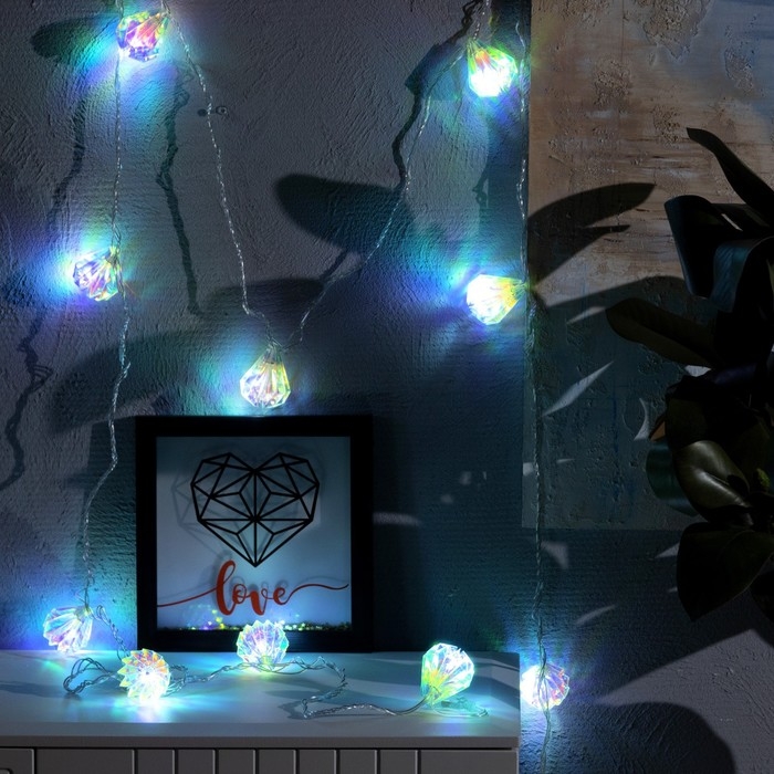 Гирлянда &laquo;Нить&raquo; 2.5 м с насадками &laquo;Груши&raquo;, IP20, прозрачная нить, 10 LED, свечение белое, 220 В