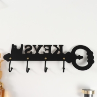 Крючки декоративные дерево "Ключ" чёрный, зеркальный 4,5х45х15 см