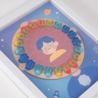 Фоторамка пластик 9х9 см "Молочные зубики" голубая 2х23х27 см