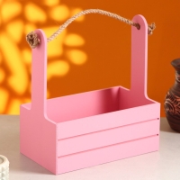 Набор кашпо деревянных 3 в 1 (29&times;18&times;33; 25&times;15&times;30; 21&times;12&times;23) "Аром", Розовый Коралл