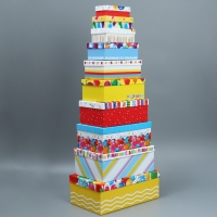 Набор коробок 10 в 1, упаковка подарочная, &laquo;С днём рождения&raquo;, 12 х 7 х 4 - 32.5 х 20 х 12.5 см