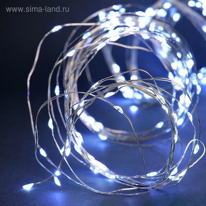 Гирлянда &laquo;Занавес&raquo; 2.8 &times; 3 м роса на крючках, с пультом, IP20, серебристая нить, 300 LED, свечение белое, 8 режимов, USB