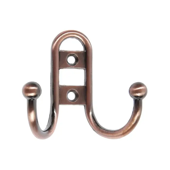 Крючок мебельный ТУНДРА TKd=016, двухрожковый, медь