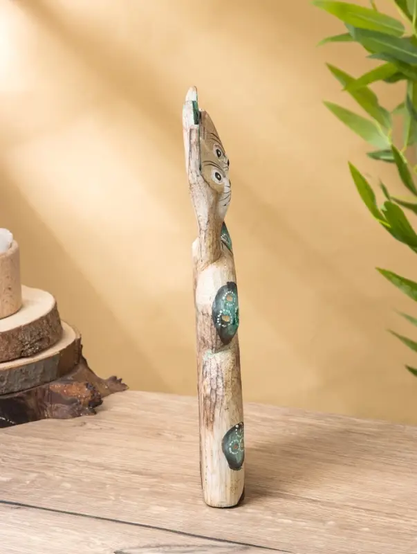 Сувенир интерьерный "Сиамские кошечки" 12х3х30 см, дерево, цв. зелёный