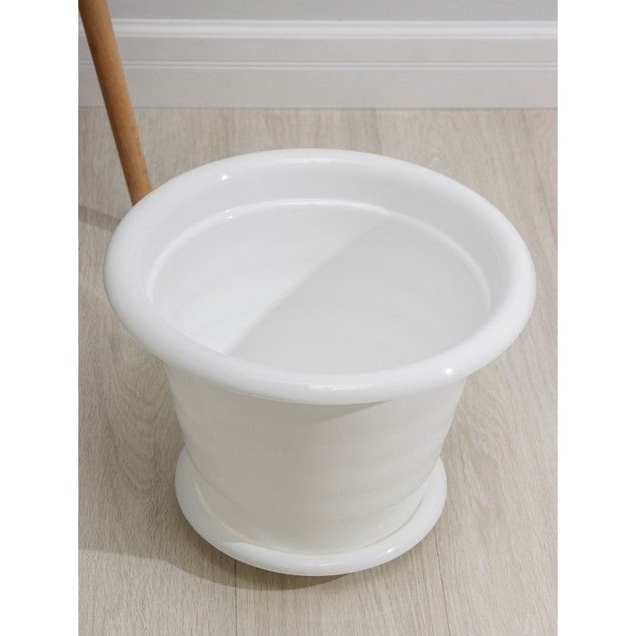 Горшок с поддоном &laquo;Виола&raquo;, 16 л, цвет белый