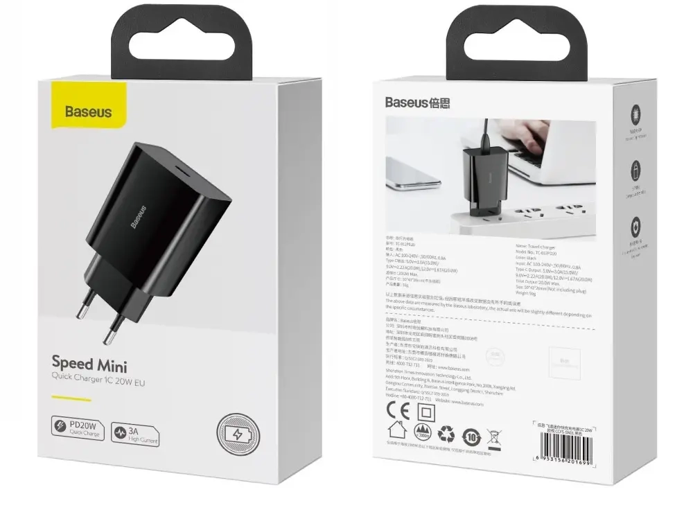 Переходник СЗУ на Type-C PD20W CCFS-SN01 Baseus черный