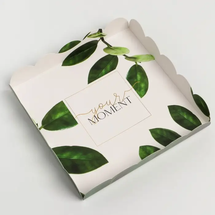 Коробка для печенья, кондитерская упаковка с пластиковой крышкой, &laquo;Эко&raquo;, 18 х 18 х 3 см