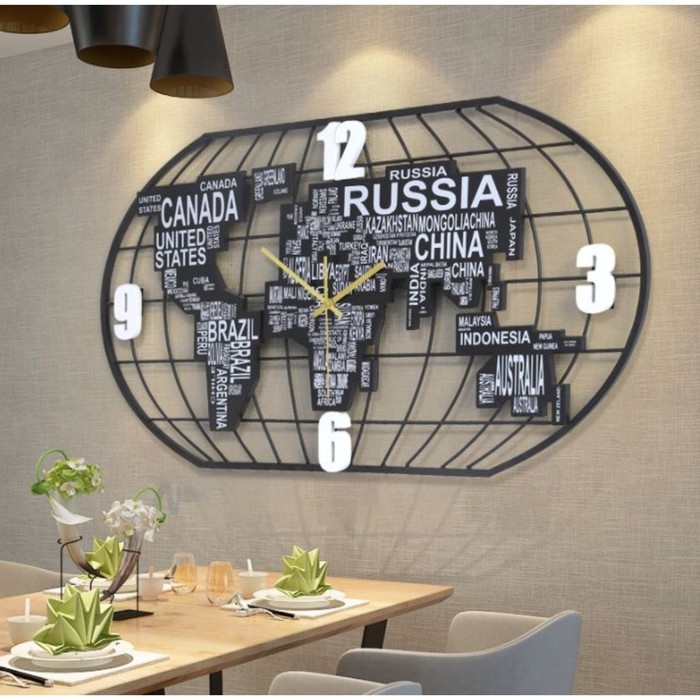 Часы настенные интерьерные Часы настенные интерьерные "Карта мира", бесшумные, 40 х 78 см