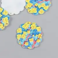 Декор для творчества акрил "Жёлтые цветы на голубом" 0,2х3,5х3,9 см