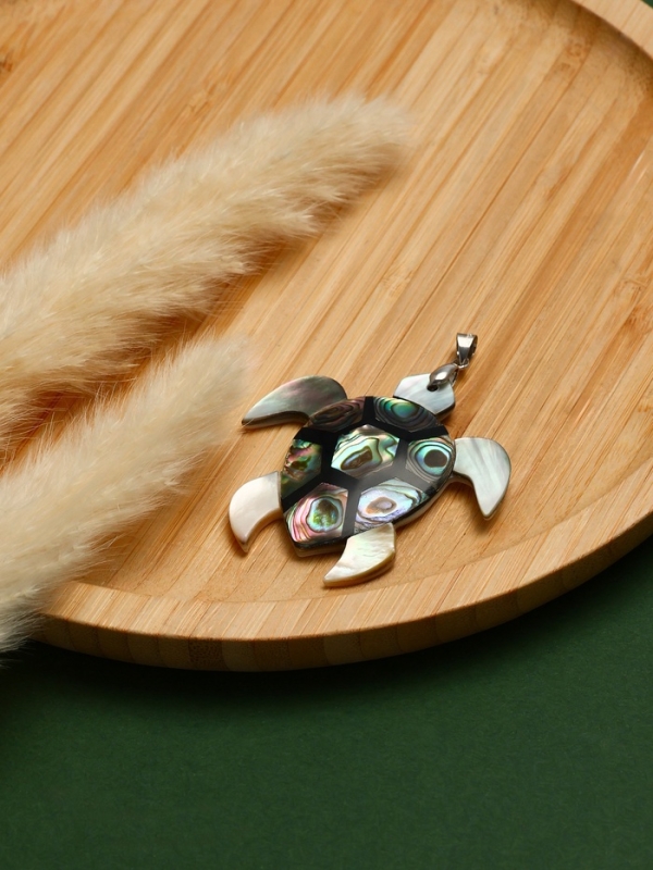 Подвеска &laquo;Галиотис&raquo; черепаха, цветная в серебре