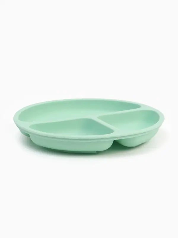 Тарелка детская секционная с ложкой и вилкой, 3 секции, бирюзовый, Mum&Baby