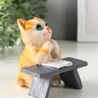 Сувенир полистоун "Котик с книгой за партой" рыжий 9х8,5х9,5 см