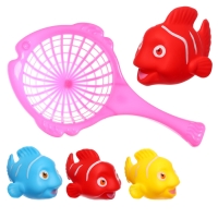 Набор резиновых игрушек для ванны &laquo;Рыбалка с цветными рыбками&raquo;, 5 шт, сачок, цвет МИКС, Крошка Я