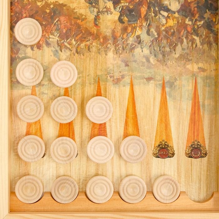 Настольные игры 3 в 1 "Бородино": шахматы, шашки, нарды, деревянные, большие, 50 х 50 см