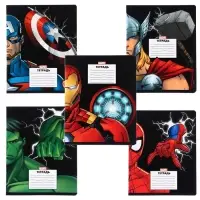 Тетрадь в клетку 24 листа, 5 видов МИКС, частичный уф-лак, обложка мелованный картон, &laquo;Мстители&raquo;