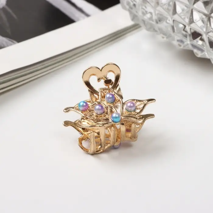 Крабик для волос &laquo;Адель&raquo;, бабочка, 2.5 см, золото