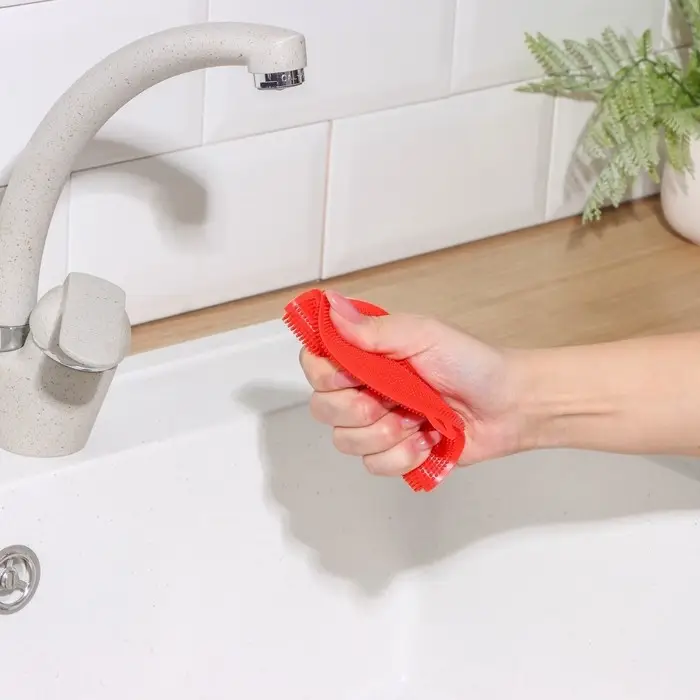 Губка для посуды Доляна, 11&times;11&times;1 см, силиконовая, МИКС