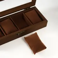 Шкатулка дерево под часы 4 деления  "Стиль" коричневая 12х31х7,5 см