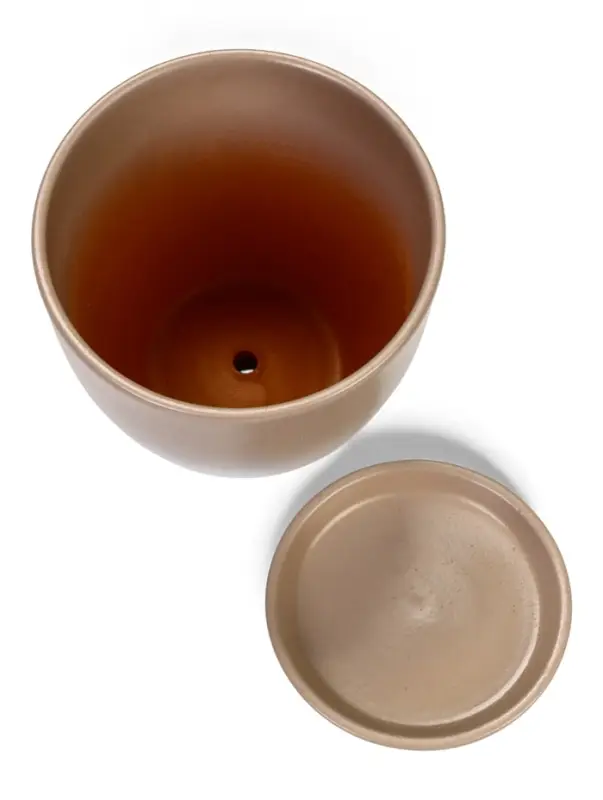 Горшок цветочный с поддоном 1,4 л, d15/h13 см капучино керамика, "Туман" (М)