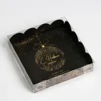 Коробка для кондитерских изделий с PVC крышкой &laquo;Золото&raquo;, 13 х 13 х 3 см