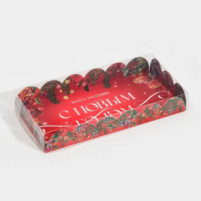 Коробка для кондитерских изделий с пластиковой крышкой &laquo;Яркого праздника&raquo;, 10.5 х 21 х 3 см