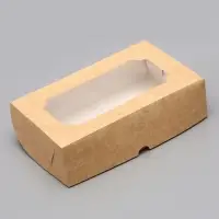 Коробка складная с окном под зефир, крафт, 25&times;15&times;7 см