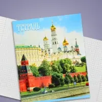 Тетрадь 48 листов в клетку Calligrata &laquo;Россия&raquo;, обложка мелованная бумага, блок №2, белизна 75% (серые листы), МИКС
