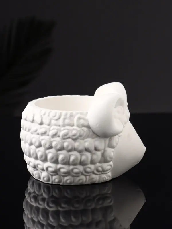 Кашпо "Баран" 12х10х7 см, натуральный, гипс