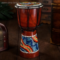 Сувенирный музыкальный инструмент "Барабан Джембе Разноцветный" 13x13x24 см, МИКС
