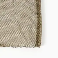 Лоскут трикотаж сетка, мелкая кольчуга золото на черном 100*150см