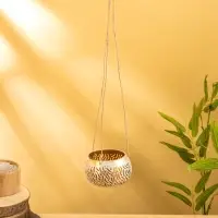 Подсвечник подвесной из кокоса, 9-12 см, золотисто-белый