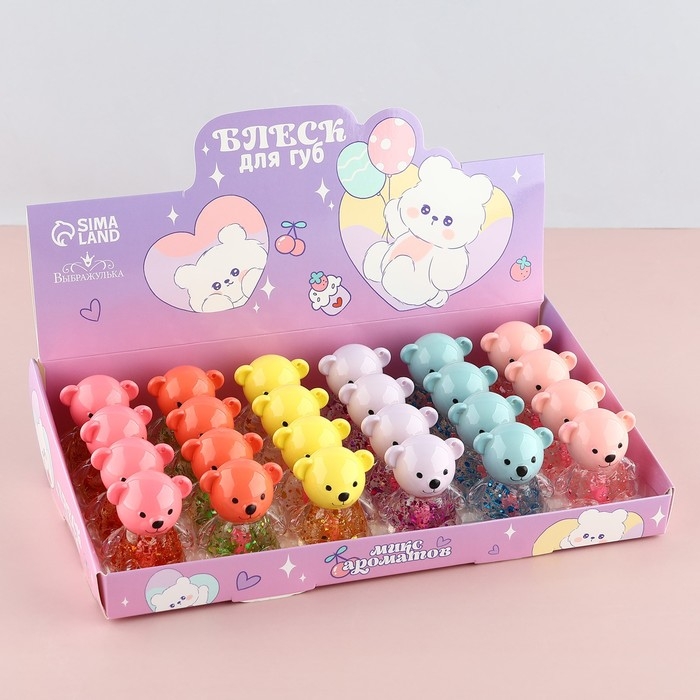 Блеск для губ &laquo;Веселый мишка&raquo;, 10 гр, МИКС