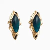 Серьги акрил "Ромб ажур", цвет морской в золоте