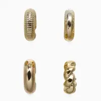 Набор серьга и каффы "Бублики" набор 3 шт, цвет золото