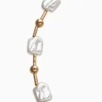 Бусы "Жемчуг" майорика прямоугольник, цвет белый в золоте