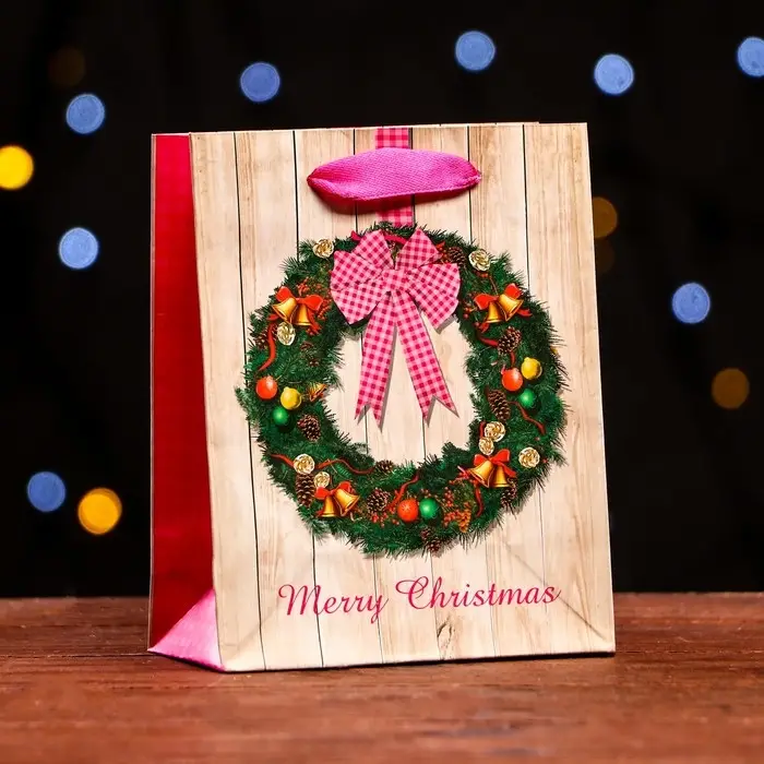 Пакет ламинированный &laquo;Новогодний венок&raquo; 11.5&times;14.5&times;6 см
