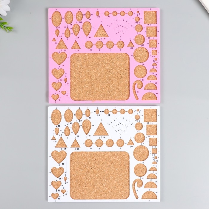 Линейка для квиллинга пластик, пробка МИКС 21,5х18,5х0,7 см