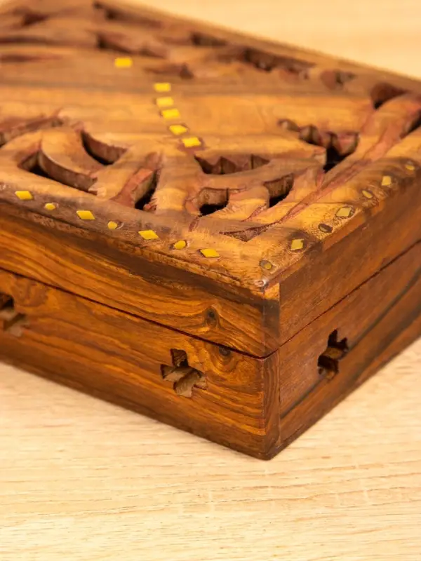 Шкатулка резная "Хранитель" 18х13х6 см, дерево шишам