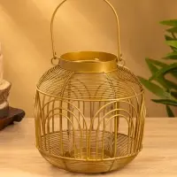 Подсвечник фонарь со стеклянной колбой 19х19х19,5 см, d 8,5 см, металл, цв. Золото